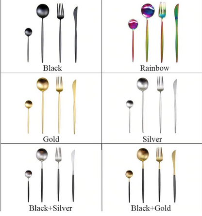 Luxury Gold and Silver Cutlery Set - 24 Stainless Steel Pieces
