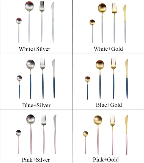 Luxury Gold and Silver Cutlery Set - 24 Stainless Steel Pieces