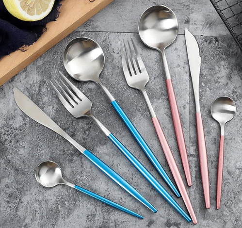Luxury Gold and Silver Cutlery Set - 24 Stainless Steel Pieces