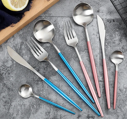 Luxury Gold and Silver Cutlery Set - 24 Stainless Steel Pieces