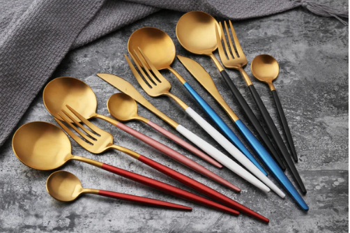 Luxury Gold and Silver Cutlery Set - 24 Stainless Steel Pieces