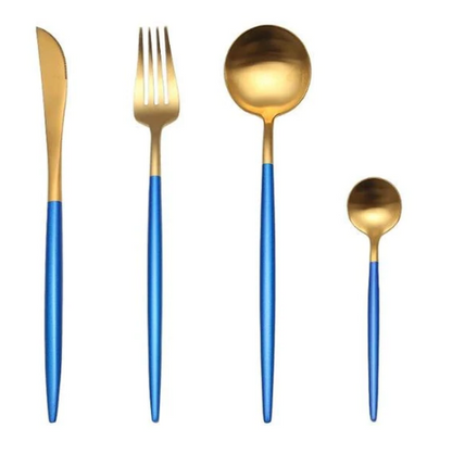 Luxury Gold and Silver Cutlery Set - 24 Stainless Steel Pieces