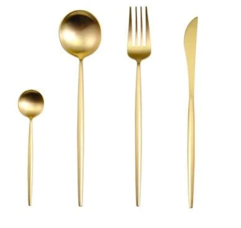 Luxury Gold and Silver Cutlery Set - 24 Stainless Steel Pieces