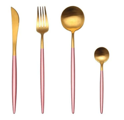 Luxury Gold and Silver Cutlery Set - 24 Stainless Steel Pieces