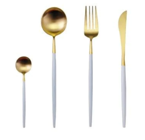 Luxury Gold and Silver Cutlery Set - 24 Stainless Steel Pieces