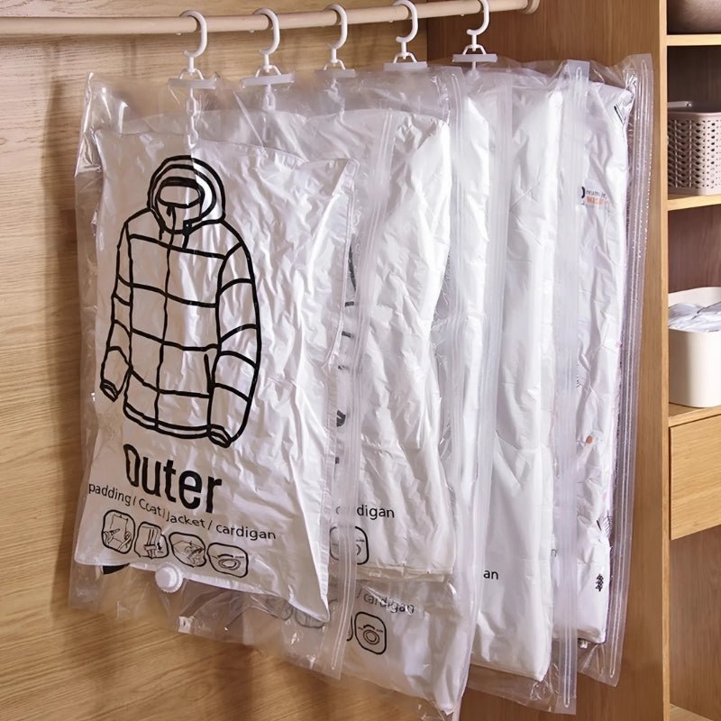SpaceSaver Vacuum Clothing Bags with Hanger – Maximize Storage