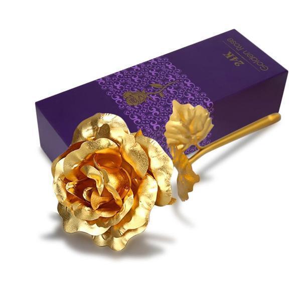 Gold Foil Rose in Gift Box – 24K Decorative Flower
