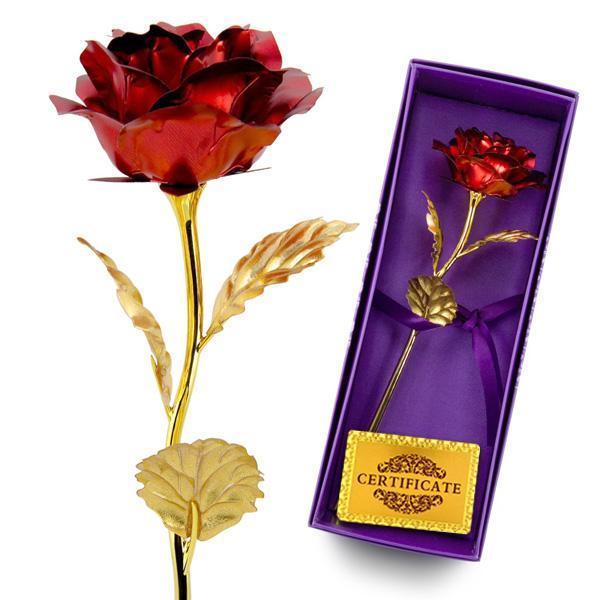 Gold Foil Rose in Gift Box – 24K Decorative Flower