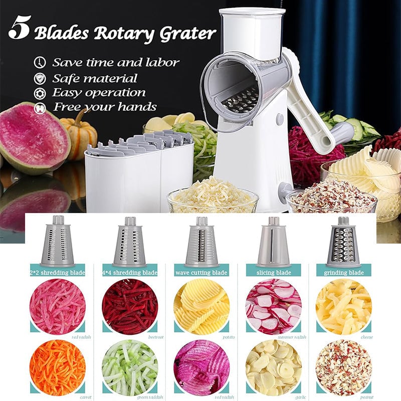 Rotary Cheese Grater with 5 Functions