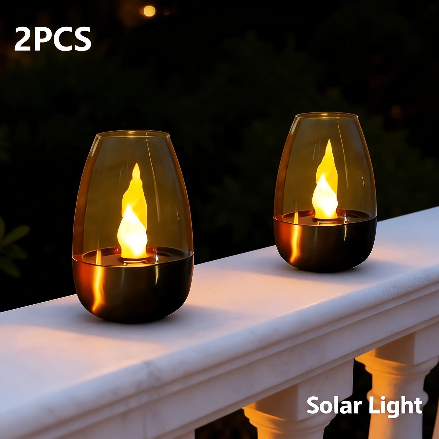 Solar Garden Light – Candle Design with Flame Effect