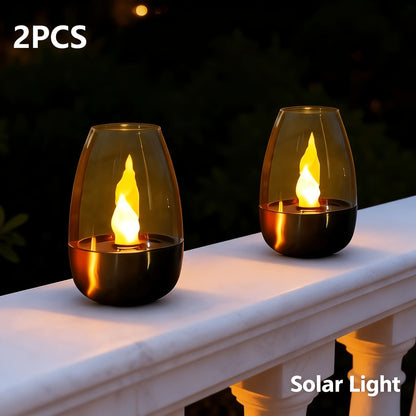 Solar Garden Light – Candle Design with Flame Effect