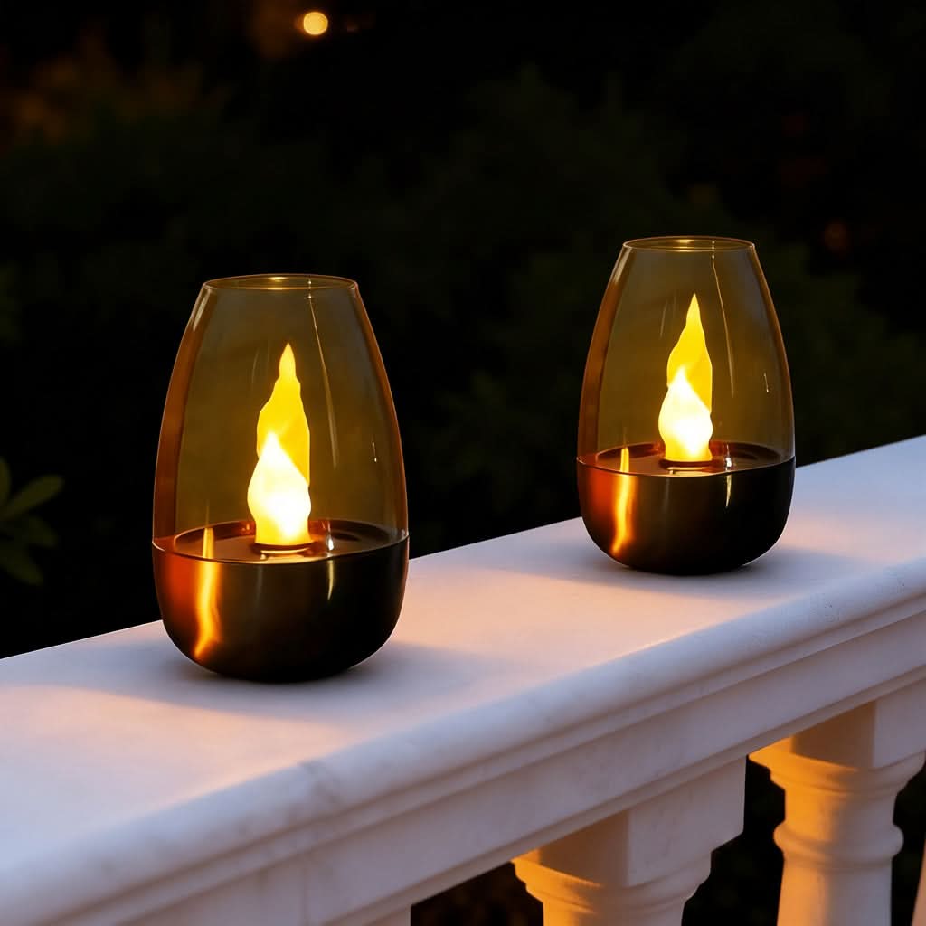 Solar Garden Light – Candle Design with Flame Effect