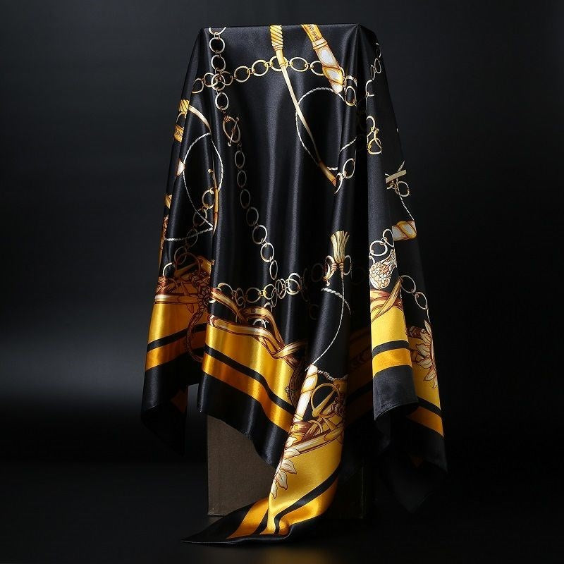 Large Square Simulation Silk Scarf – Versatile Fashion Accessory