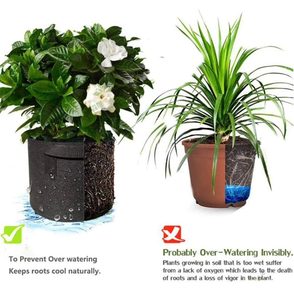 Breathable Plant Bags Set with Handles | Root Aeration | 5-Pack Pots | 11–114 L