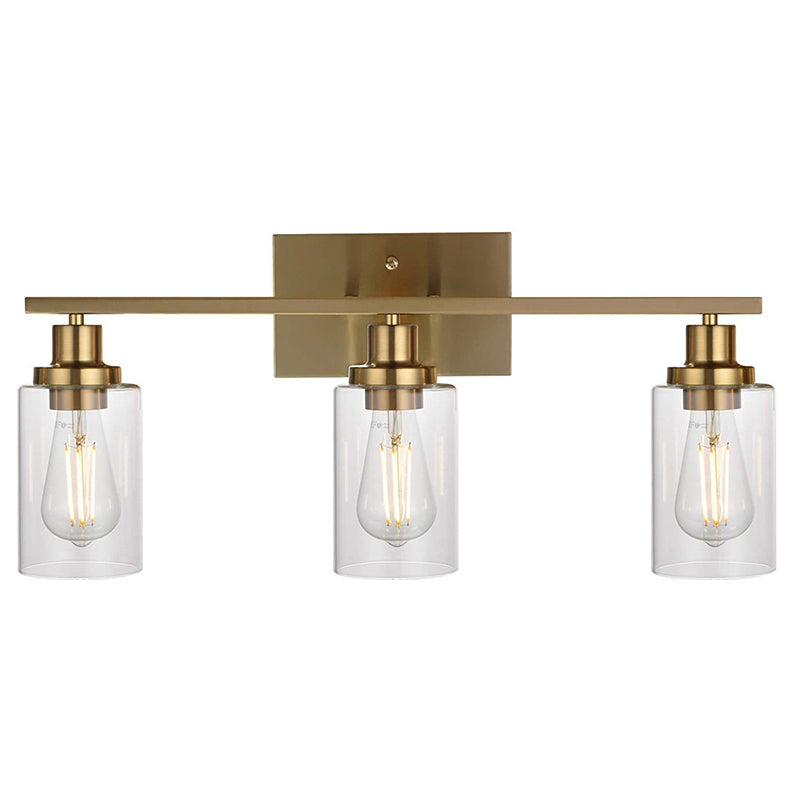 Retro Industrial Style Glass Vanity Light Fixture - 3-Light Cylinder Wall Sconce