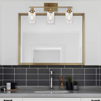 Retro Industrial Style Glass Vanity Light Fixture - 3-Light Cylinder Wall Sconce