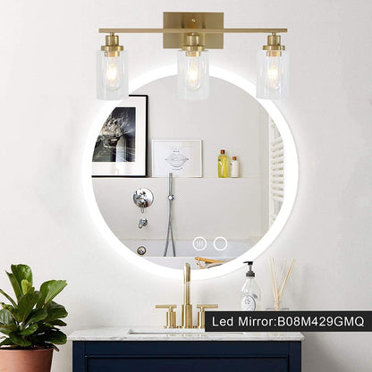 Retro Industrial Style Glass Vanity Light Fixture - 3-Light Cylinder Wall Sconce