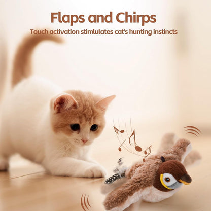 Engaging Cat Toy with Fluttering Wings | Motion Sensor & Bird Sounds | Rechargeable