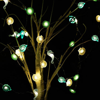 Ocean-Themed LED String Lights | 2m Length | 20 Bulbs | Shell & Starfish Design | Perfect for Birthdays, Parties & Kids' Rooms