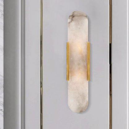 Colonial Style Flush Mount Wall Light with 2 Bulbs - Gold/Black Marble