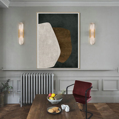 Colonial Style Flush Mount Wall Light with 2 Bulbs - Gold/Black Marble