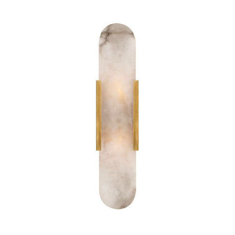 Colonial Style Flush Mount Wall Light with 2 Bulbs - Gold/Black Marble