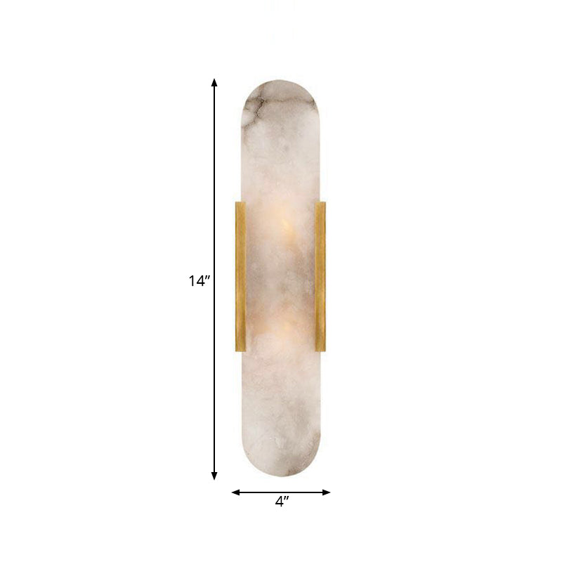 Colonial Style Flush Mount Wall Light with 2 Bulbs - Gold/Black Marble