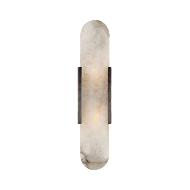 Colonial Style Flush Mount Wall Light with 2 Bulbs - Gold/Black Marble