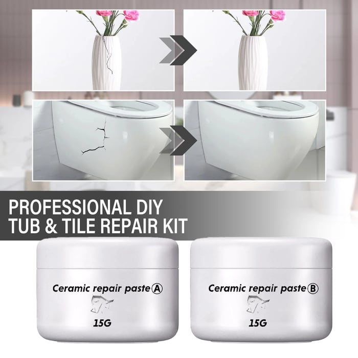 Ceramic Repair Solution 2 x 15 g | Fix Scratches & Chips Easily | White