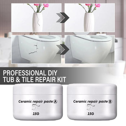Ceramic Repair Solution 2 x 15 g | Fix Scratches & Chips Easily | White