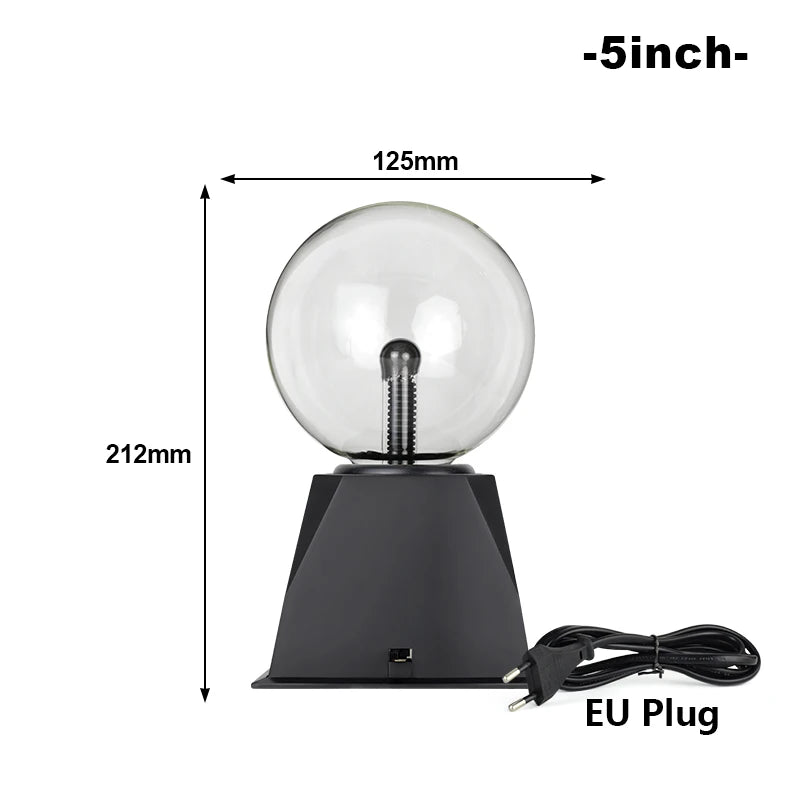 Touch-Activated LED Plasma Ball Lamp with Sound Control – 220V EU Plug, 10-20 cm, Decorative & Party Light