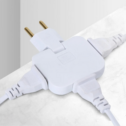 Smart Power Hub with 180° Rotating Plug | 3 Outlets | Space-Saving Design | Fire-Resistant Housing