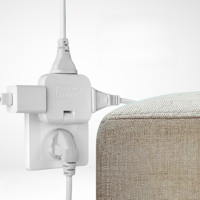 Smart Power Hub with 180° Rotating Plug | 3 Outlets | Space-Saving Design | Fire-Resistant Housing