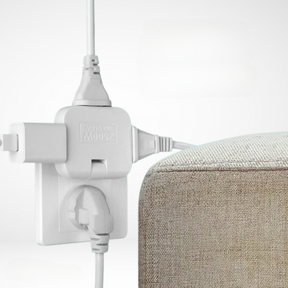 Smart Power Hub with 180° Rotating Plug | 3 Outlets | Space-Saving Design | Fire-Resistant Housing