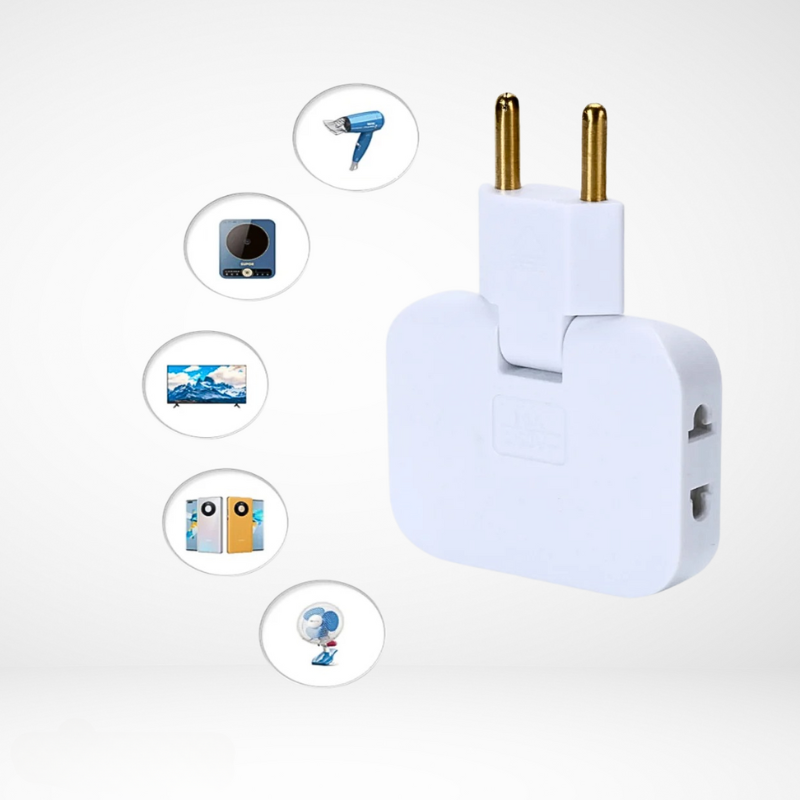 Smart Power Hub with 180° Rotating Plug | 3 Outlets | Space-Saving Design | Fire-Resistant Housing