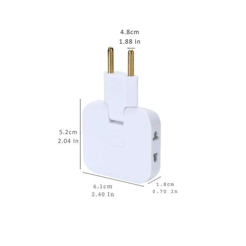 Smart Power Hub with 180° Rotating Plug | 3 Outlets | Space-Saving Design | Fire-Resistant Housing