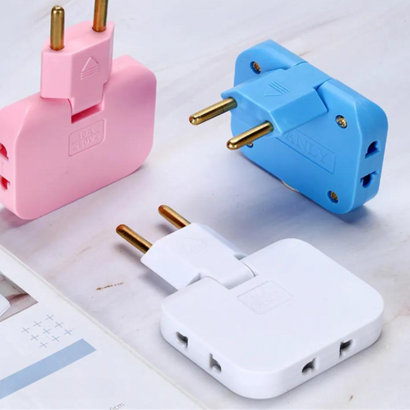 Smart Power Hub with 180° Rotating Plug | 3 Outlets | Space-Saving Design | Fire-Resistant Housing