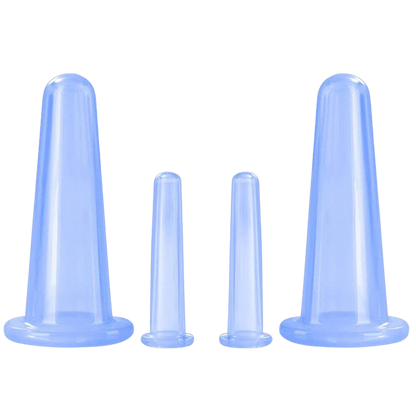 Set of 4 Silicone Cups for Facial Cupping Massage