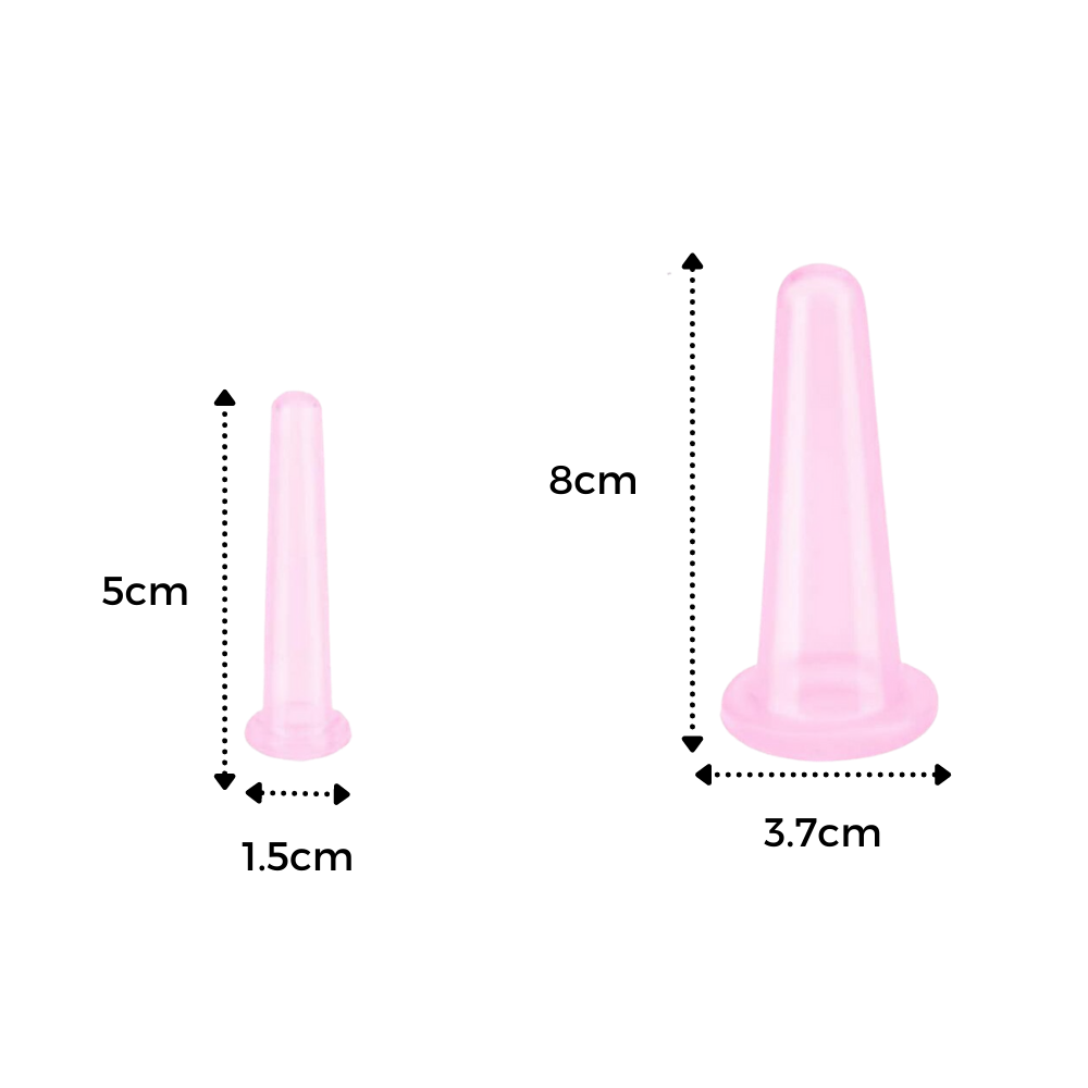 Set of 4 Silicone Cups for Facial Cupping Massage