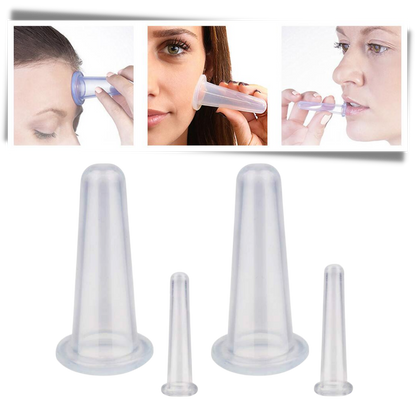 Set of 4 Silicone Cups for Facial Cupping Massage