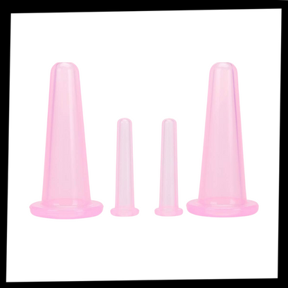 Set of 4 Silicone Cups for Facial Cupping Massage