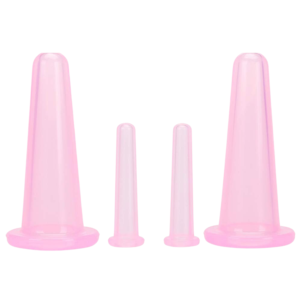 Set of 4 Silicone Cups for Facial Cupping Massage