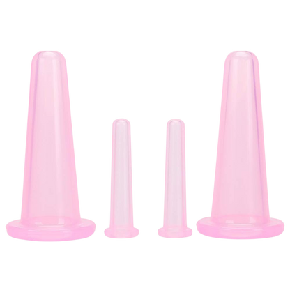Set of 4 Silicone Cups for Facial Cupping Massage