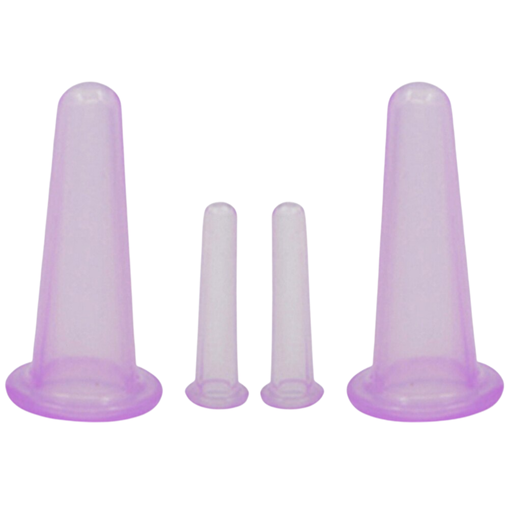 Set of 4 Silicone Cups for Facial Cupping Massage