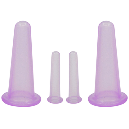 Set of 4 Silicone Cups for Facial Cupping Massage
