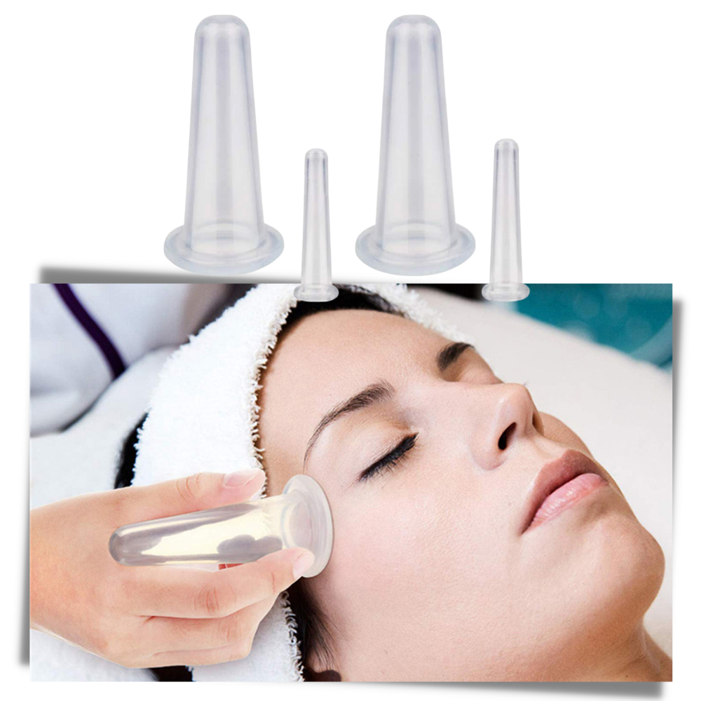 Set of 4 Silicone Cups for Facial Cupping Massage