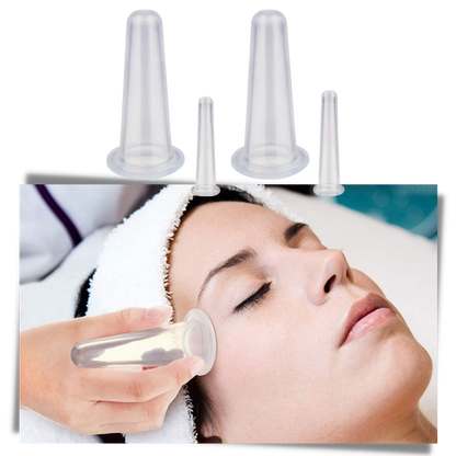 Set of 4 Silicone Cups for Facial Cupping Massage