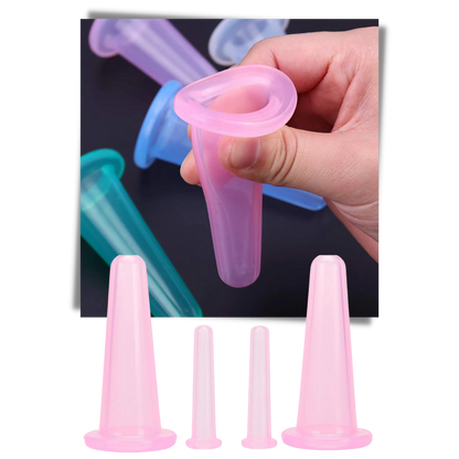 Set of 4 Silicone Cups for Facial Cupping Massage
