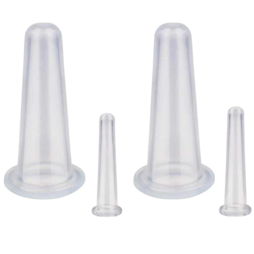 Set of 4 Silicone Cups for Facial Cupping Massage