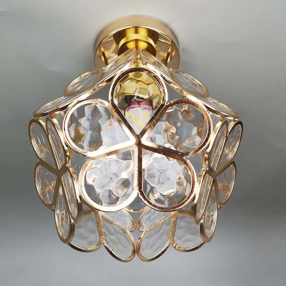 Floral Patterned Glass Ceiling Light Fixture